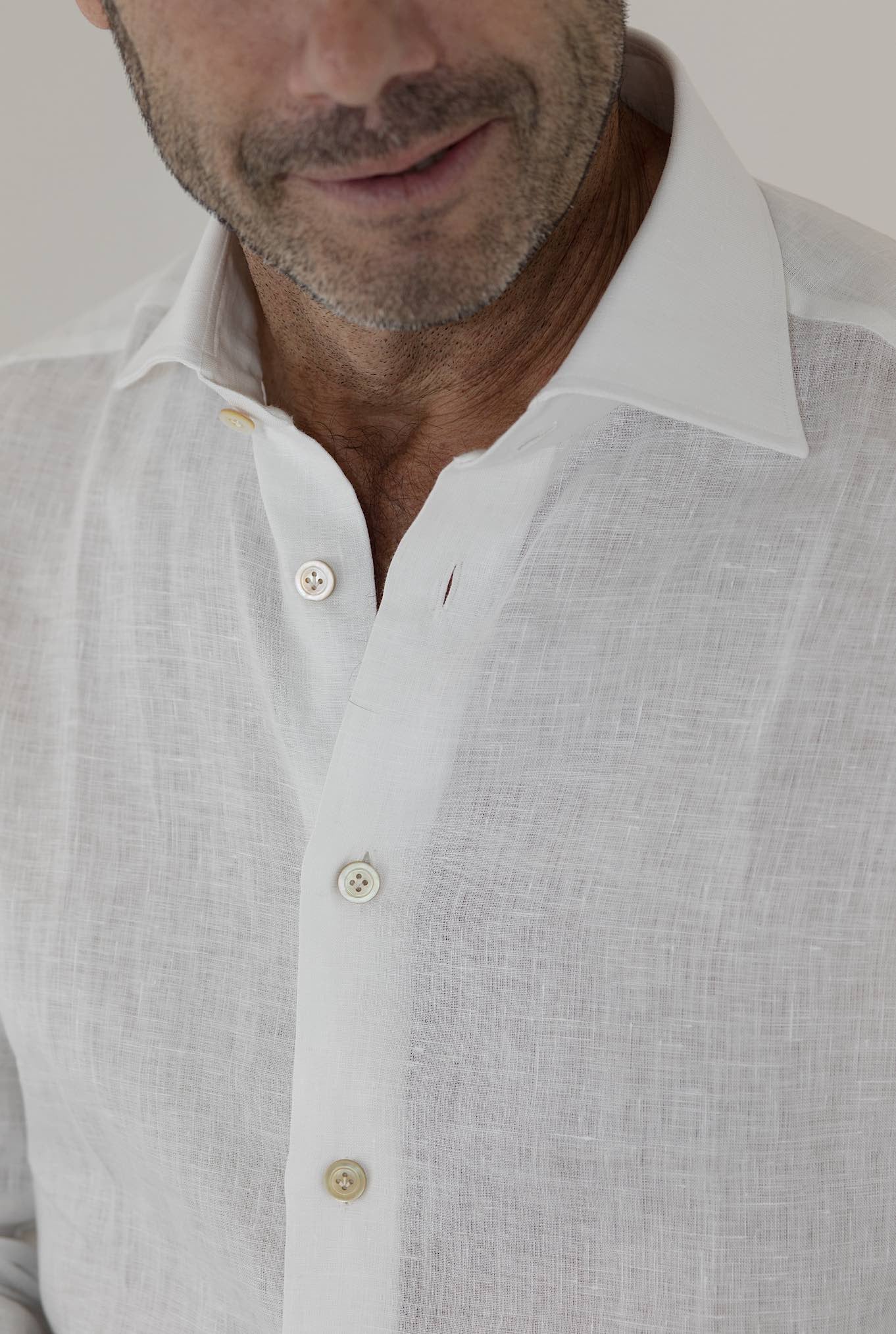 KITON Camicia Lino Bianco