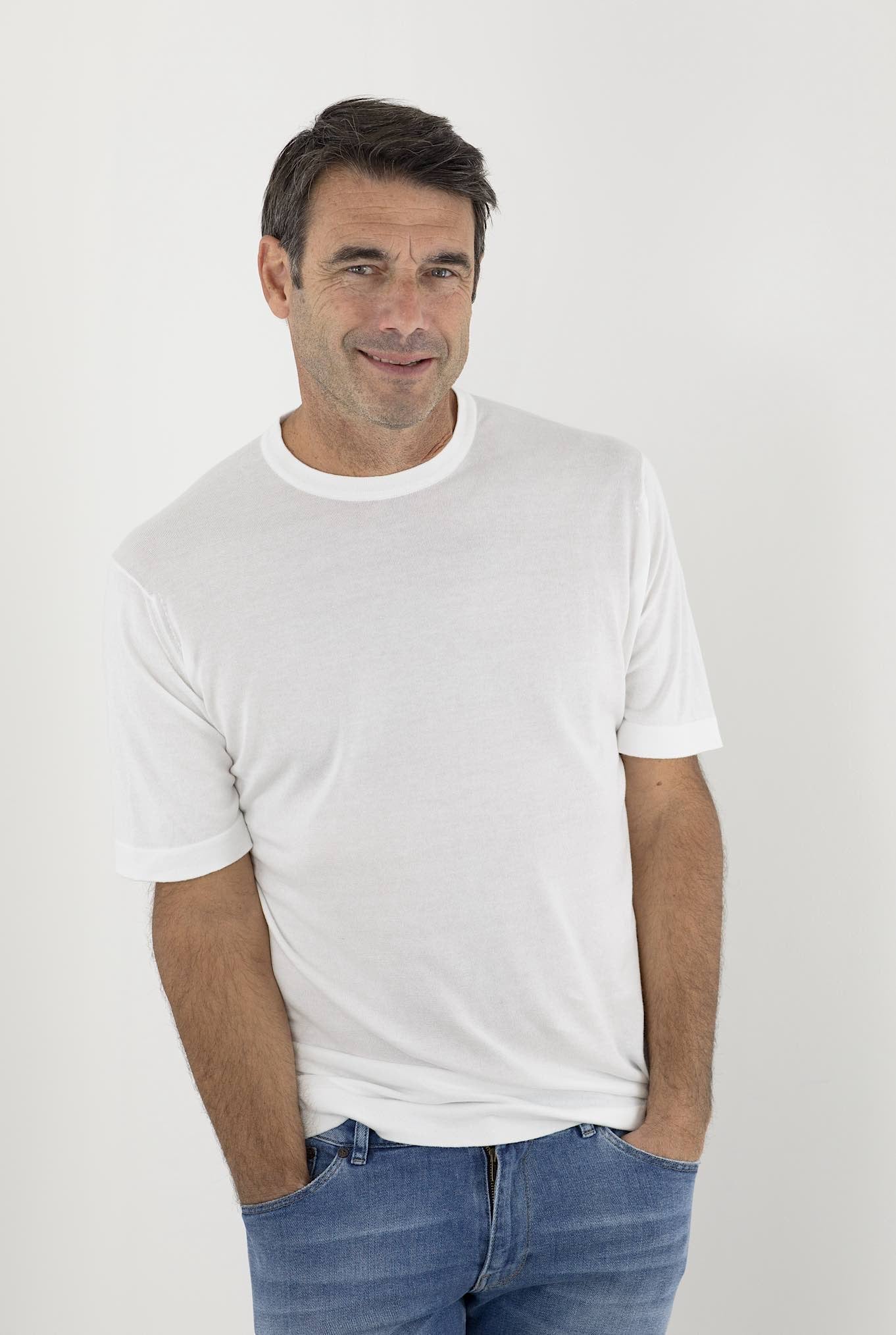 JOHN SMEDLEY T-Shirt mod. Lorca Sea Island Cotton Bianco