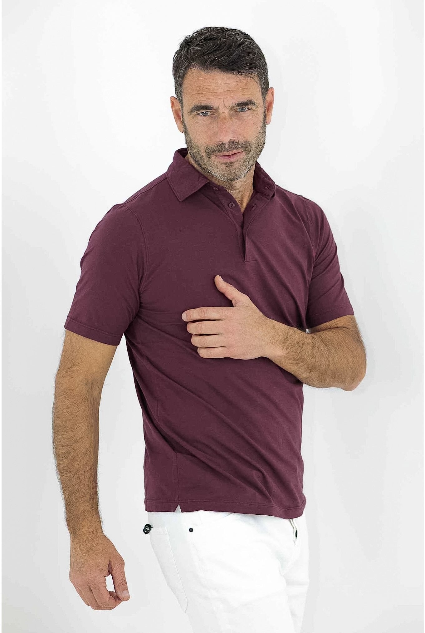 KIRED Pima Cotton Polo Short Sleeves Burgundy