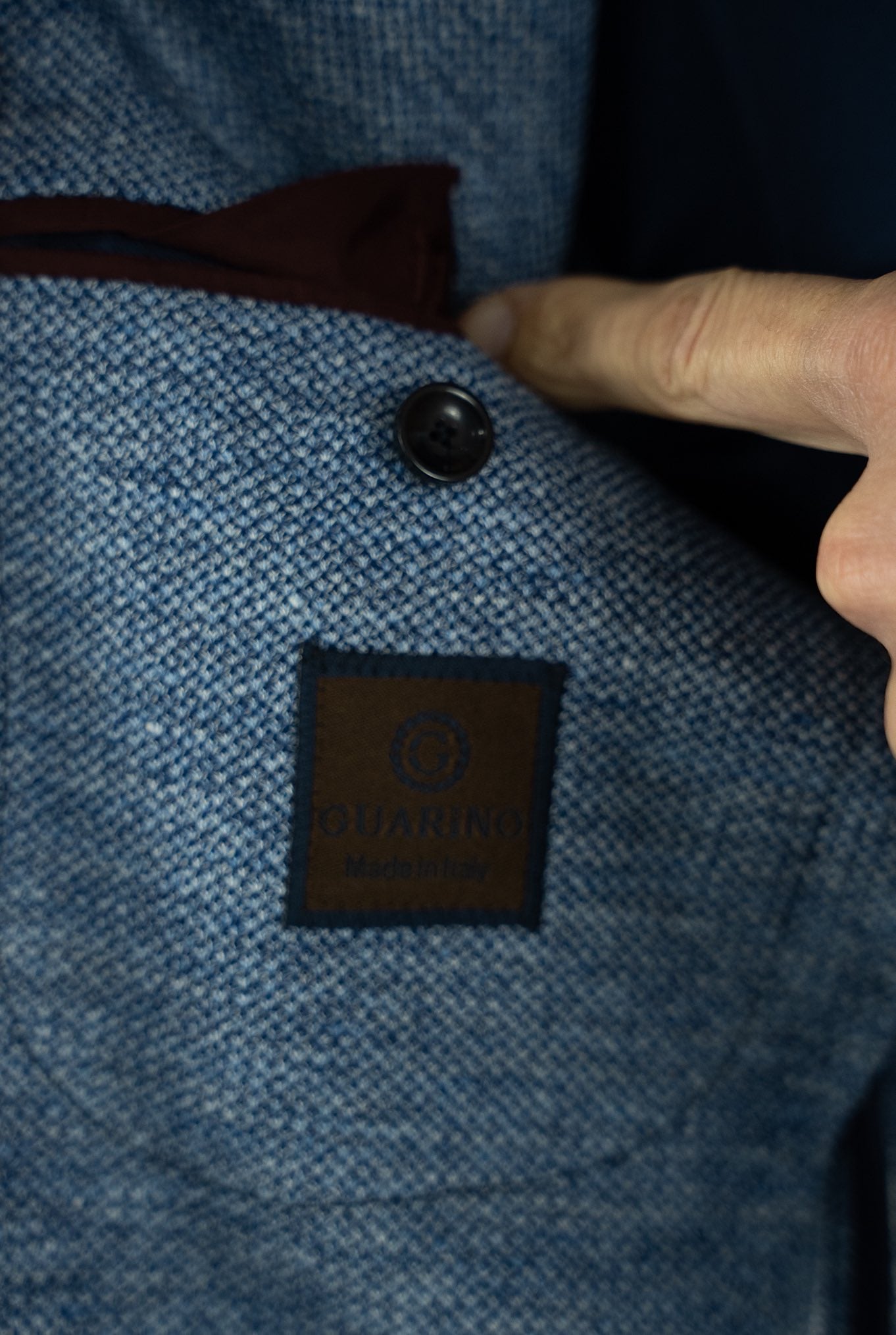 GUARINO Blue Mélange Cotton and Linen Jersey Jacket
