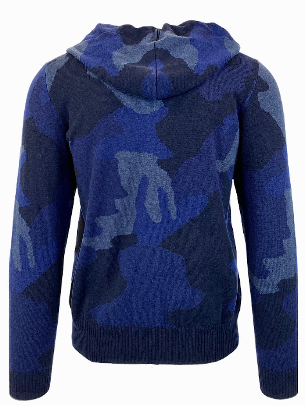 Settefili Cashmere Hooded Sweatshirt with Blue Camouflage Inlays