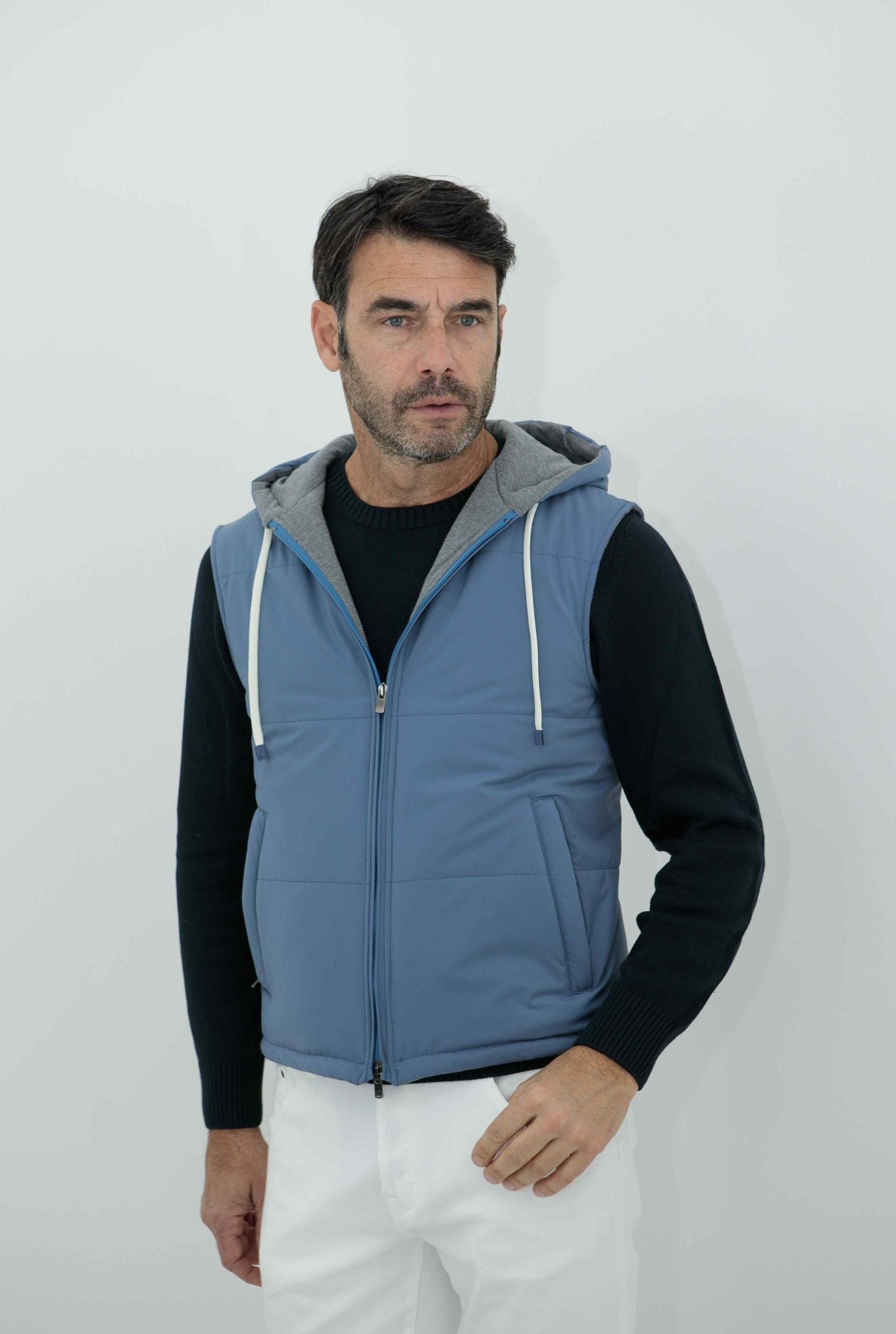 GUARINO Vest with Light Blue Hood