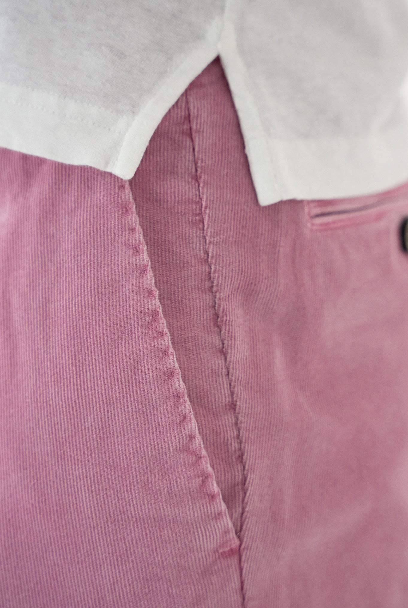 PT Trousers in Old Pink Striped Summer Velvet
