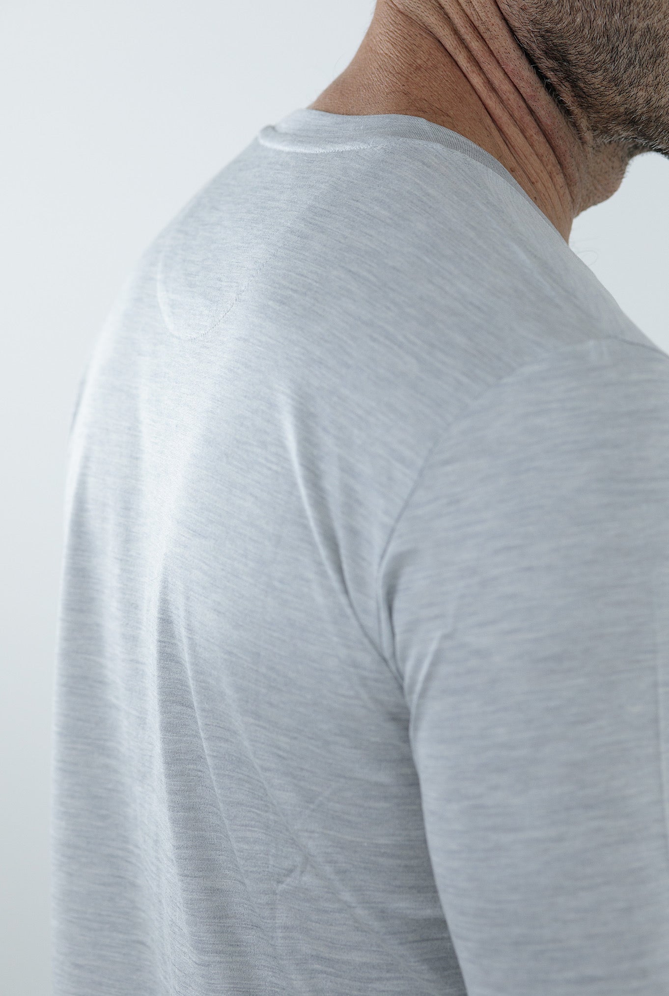 MARCO PESCAROLO Light Gray Cotton Silk Long Sleeve T-Shirt