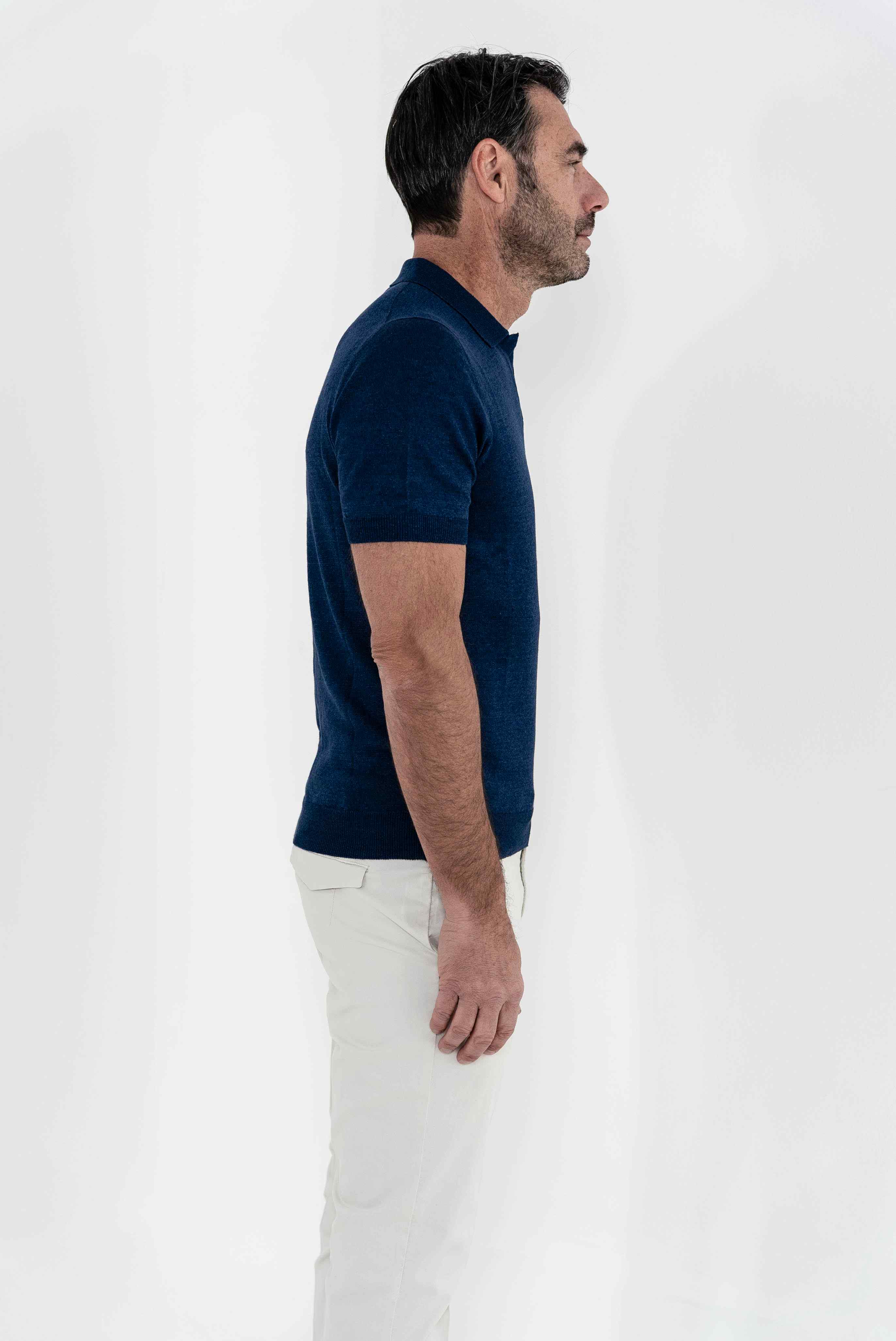 BARBA Blue Mélange Short Sleeve Polo Shirt