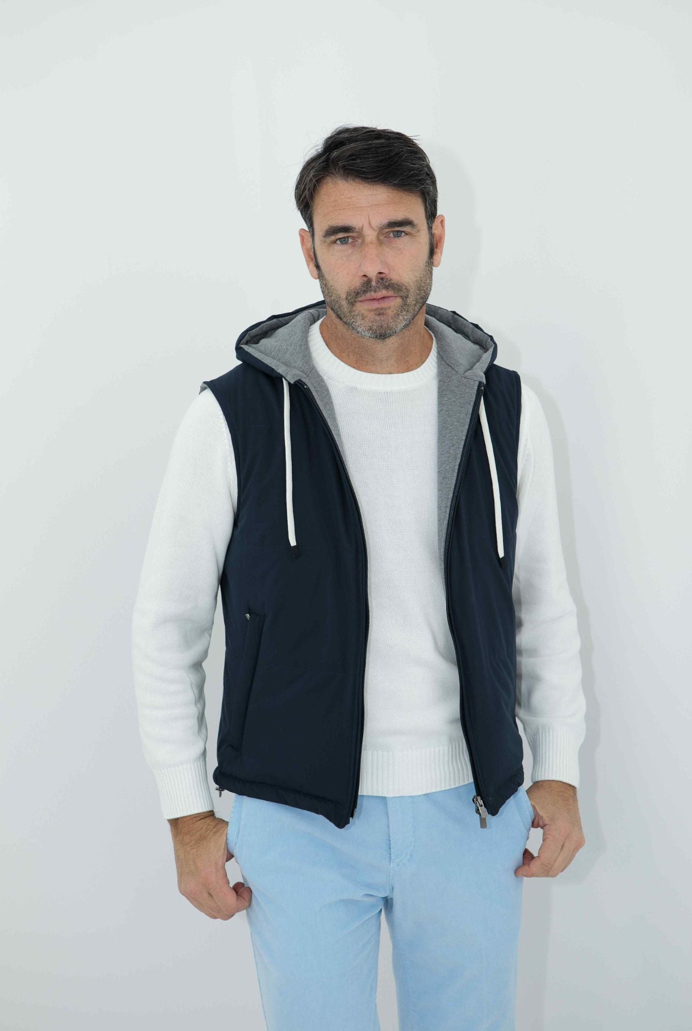 GUARINO Vest with Blue Hood