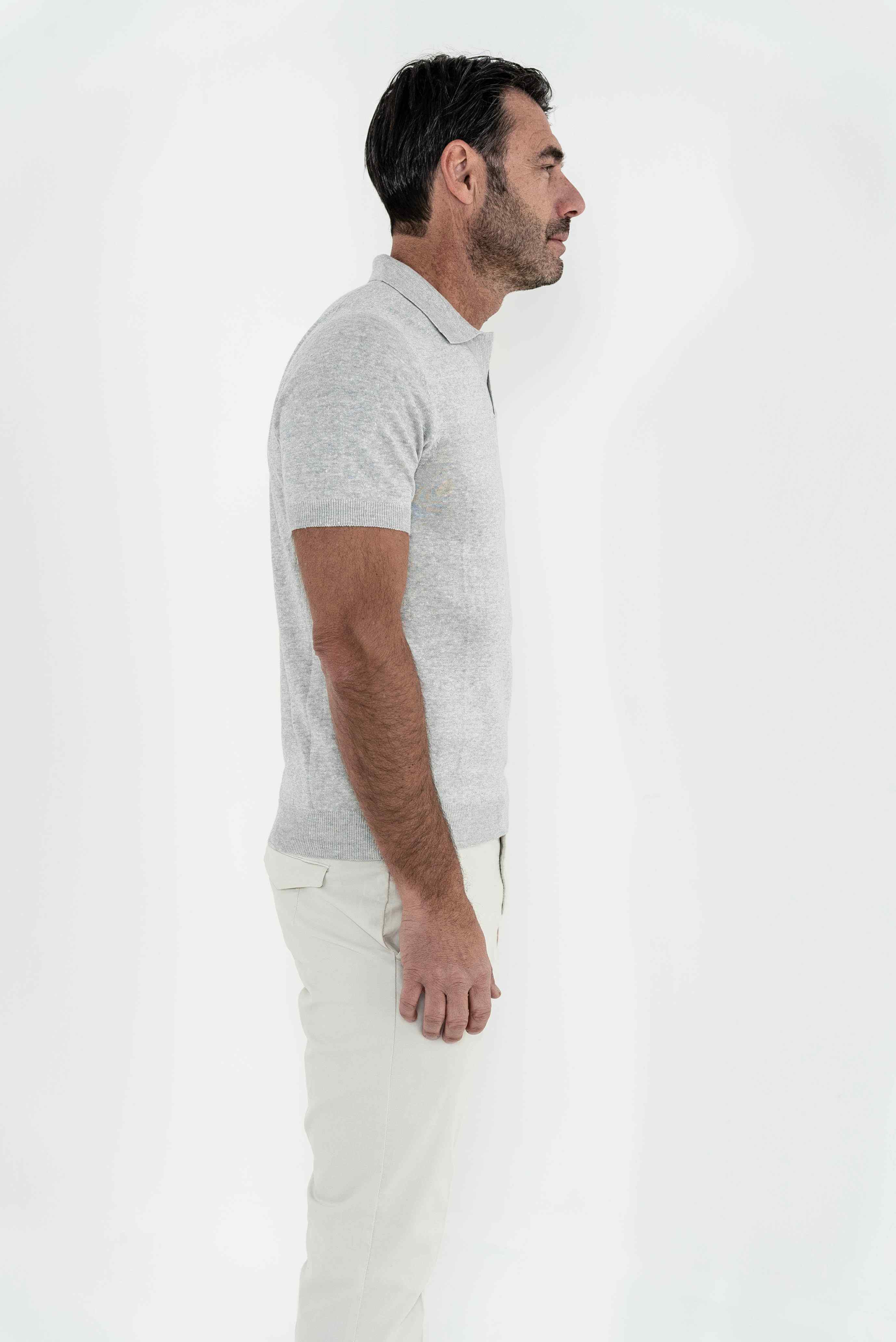 BARBA Gray Mélange Short Sleeve Polo Shirt