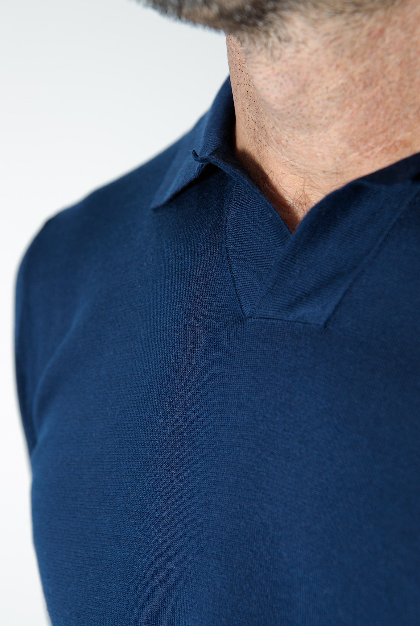 GUARINO Blue Sea Island cotton long-sleeved polo shirt