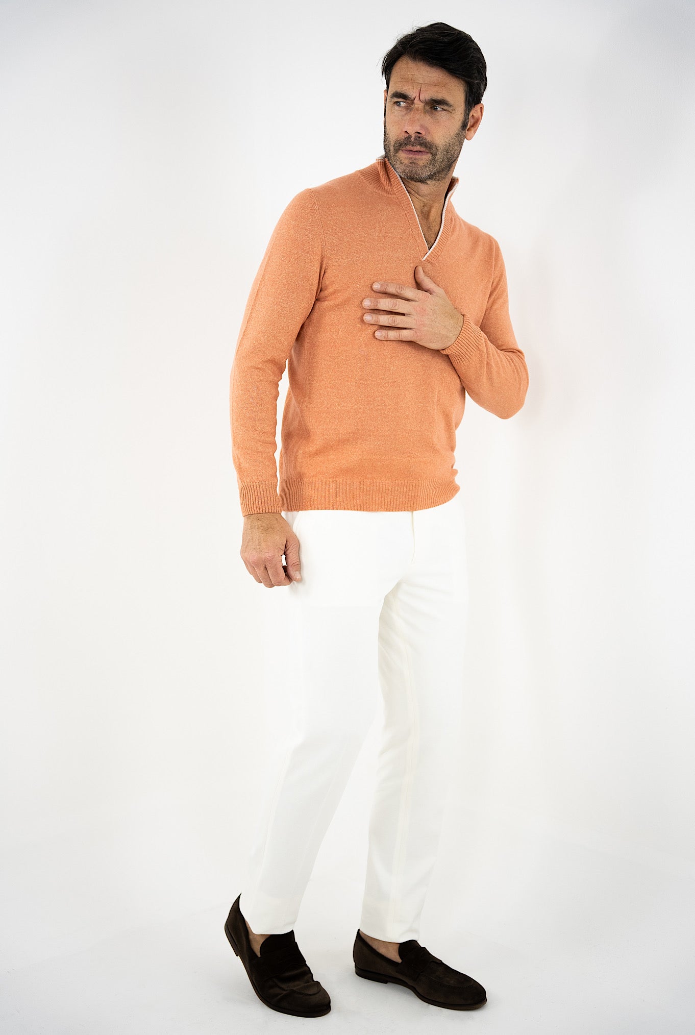 SETTEFILI CASHMERE Sweater in Orange Cashmere and Linen
