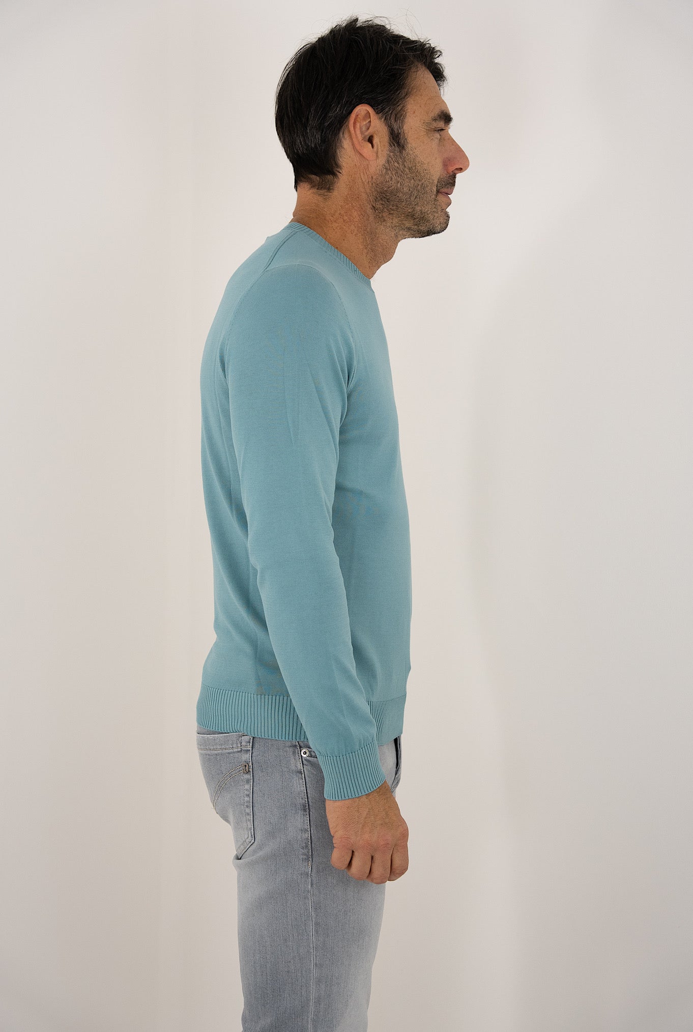 MALO crewneck in light green shaved cotton